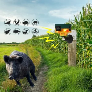 360° Solar Infrared Animal Repeller with Sound & Light Alarm